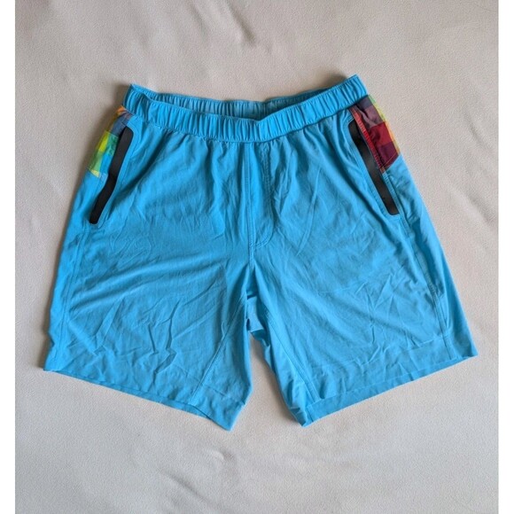 Lululemon Seawheeze Shorts Mens Large Blue Nylon Blend Stretch Running Gym - Picture 1 of 9